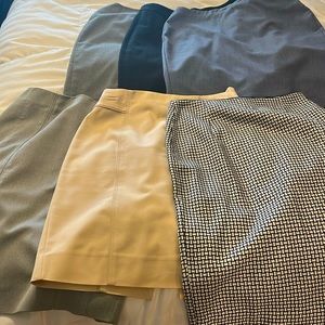 5 office skirts 3-WHBM, 2-BananaRepublic+1 freeBR Black denim. All size 4